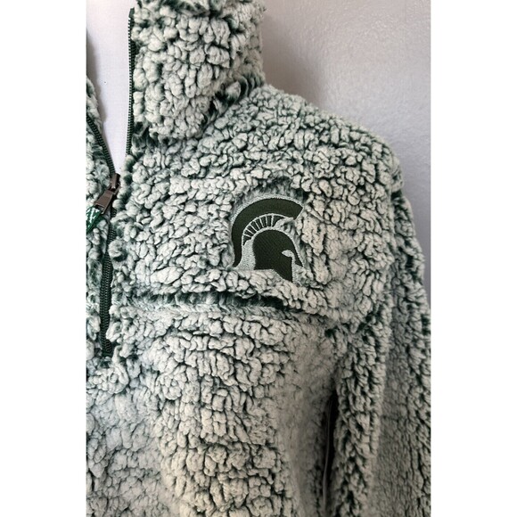 Boxercraft Sherpa Women’s S coat MSU Spartans 1/4 Zip Pullover Frosty Green NWT - Picture 2 of 7